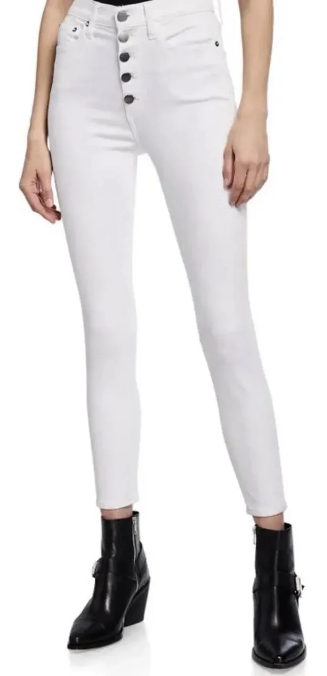 Alice + Olivia Jeans Womens 27 White Skinny High Waist Button Fly Coastal Pants